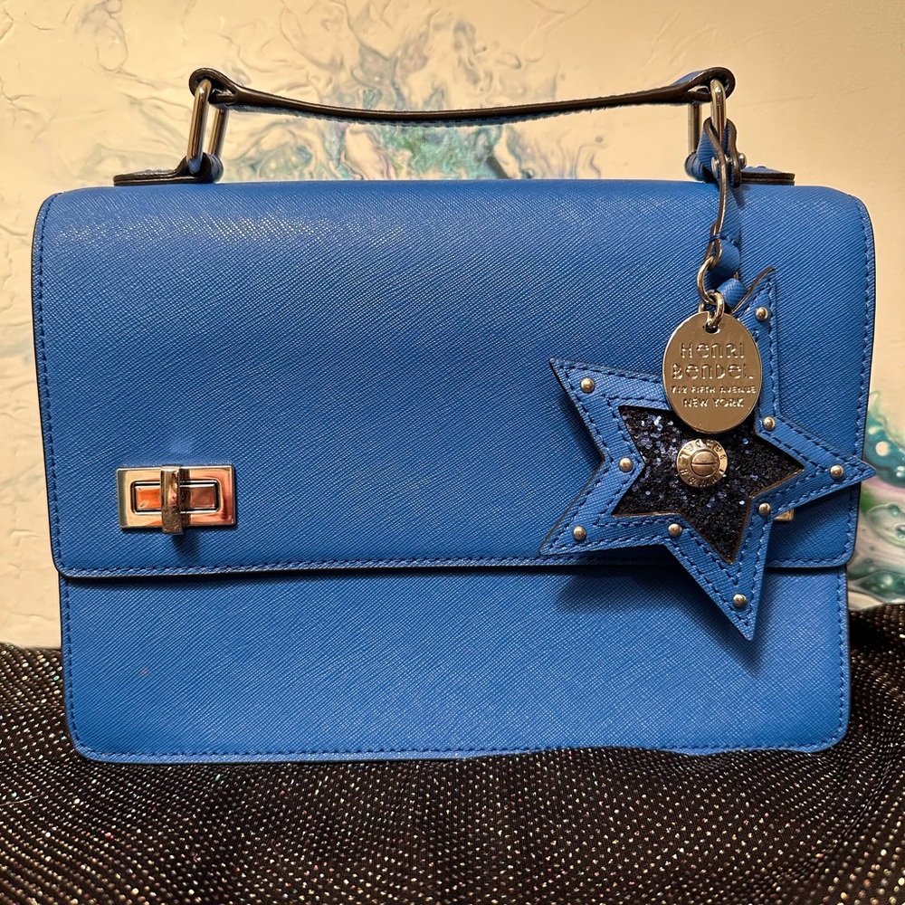 Henri Bendel RARE Blue SuperStar Bag w/ Star Charm - Picture 3 of 12